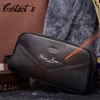 Cosmetische tassen Cases Contact's echte lederen heren cosmetische tassen Case Travel Organizer Men Toiletietas Luxury Merk make -uptassen Grote capaciteit 230419