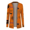 Women's Jackets Women Halloween Bat Print Open Long Sleeve Cardigan Pleated Loose Coat Outerwear For Fleece Petite