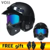 Motorhelmen Nieuwste Voss Retro Helmet Capacetespu Leather Open Face 3/4 Chopper Bicycle Dot Jet Helmotorcycle