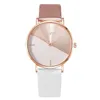 Armbanduhren Kreative Farbblock Damenuhr Einfache Runde Zifferblatt Damen Quarz Handgelenk Mode Elegante Rose Gold Weibliche Uhr