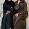 Ethnic Clothing Moon Embroidery Open Abaya EID Ramadan High Quality Kimono Islamic Wholesale Dubai Cardigan Muslim Women Dress