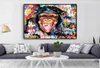 Graffiti Street Art Abstract Cute Monkey Canvas Målningsaffischer och skriver ut bilder Banksy Pop Wall Art Bild för vardagsrum9420371