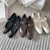 the row ballet shoes ladies flat bottom boat shoes designer fashion retro formal shoes black white coffee color patent leather buckle flat bottom casual Mary Jane