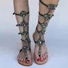Sandals Fashion Women's Flat Bottomed Pin Toe Rhinestone Buckle Roman 11 Wide For Women Womens Slide On