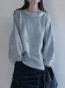 Damenpullover Glitzer Metall Farbe Strickpullover Tops für Frauen Lose lange Ärmel Rundhalspullover 2023 Herbst Winter Elegant