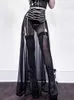 Kjolar goth mörk mesh mall gothic se genom sexiga midi kjolar kvinnor grunge punk faux läder svart lång kjol hög midja alt kläder p230420