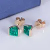 Yellow Gold Ring Cultivate Emeralds Ear Pendant Earrings Jewelry Women Classic Gift Party