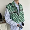 Herren Westen Mafokuwz Japan Vintage Retro Weste Checkerboard Plaid Ärmelloses Hemd Herren Grün Design Weste Nische Revers Unterhemd 230420