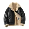Men s Fur Faux Men Leather Thick Jacket Winter Warm Outwear Patchwork Lamb Wool Turn Down Collar Coat Plus Size M 5XL 231120