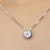 2018 latest single stone necklace fine delicate box chain 925 sterling silver bezel 5mm Sparking cubic zirconia simple jewelry1898499