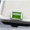 Anelli a grappolo anello di giada hetiana naturale 925 Sterling Silver Wholesaes Fine gioielli 9 mm gemma