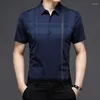 Camisas casuais masculinas Mulberry Men Clothing 2023 Summer Sleeved Trend Black Business Silk Polo Tees ZM