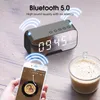 Haut-parleurs combinés Haut-parleur Bluetooth sans fil avec radio FM Mini carte portable Miroir Réveil Son Double réglages pour tous les téléphones