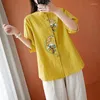 Abbigliamento etnico Camicette alla moda cinese da donna in stile cinese Abito tradizionale per donna Ricamo Vintage Top Summer Hanfu Qipao Camicia