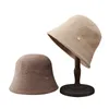 Wide Brim Hats Bucket Hats Warm Winter Solid Color Wool Felt Bucket Hats For Women Fashion Ladies Fleece Fedora Vintage Bowler Hat Dome Fisherman Cap 231118