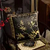 Подушка в стиле ретро, китайские подушки, черный бархатный чехол, квадратный декоративный чехол для дивана, роскошное художественное украшение для гостиной, дома