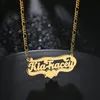 Pendant Necklaces Customized Double Name Hip Hop Letter Necklace Name Gothic Double Plated Name Necklace Perforated Carved Pendant Jewelry Gift 231120