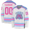 Maglia da hockey personalizzata bianca rosa-celeste