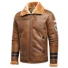 Men's Leather Faux Leather Men Autumn Fashion Outwear Vintage Warm Fleece Leather Jacket Coat Men Casual Classic Motor Biker Bomber Leather Jacket Men 231118