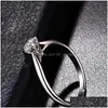 Pierścienie zespołowe klasyczne pierścionki ślubne dla kobiet proste styl sześć pazurów cyrkonia 3 kolor biżuterii mody kcr033 Drop de dhgarden otixm