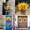 Decorative Flowers Candy Christmas Wreath Dog Door Hanger Spring Light Yellow Sunflower Flower Basket Hanging Home Decoration