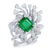 Pierścienie klastra Pormiana Cute Style 9K Gold 3.3s Lab Emerald Ring Pierścień Kobiet/dziewczyna Biżuteria Prezenty