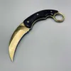 Coltello tattico da 8,5 pollici MT-20-84 GD Finitura in oro karambit a lama fissa con guaina di nylon