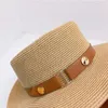 Berets Spring And Summer Sun Hat Fine Paper Straw Flat Top Women's Fashion Simple Belt Outdoor Protection Cap Hundred Take