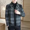 Mezclas de lana para hombres Chaqueta corta a cuadros de lana para hombres Tops Nice Pop Moda de otoño e invierno para hombres Solapa informal Gabardina de lana ajustada S-4XL 231118