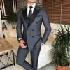 Nieuwe Business Tuxedos Piekte Revers Mannen Pakken 2 Stuks Hoge Kwaliteit Masculino Slim Fit Bruidegom Bruiloft Blazers Jas Broek