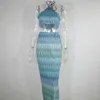 Sukienki robocze Dwuczęściowy zestaw damski i najlepszy cyfrowy druk seksowna suwowa rurka Długa moda torba biodra