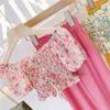 Ensembles de vêtements Iyeal enfants enfant en bas âge bébé fille imprimé floral hauts à épaules dénudées pantalons évasés à fond cloche vêtements d'été tenues pour 1-7 ans