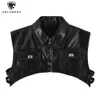 Herrvästar Aolames Men Leather Tank Tops Punk Justerbar blixtlås High Street Harajuku Jacket Rock Hipster Hip Hop Streetwear 230420