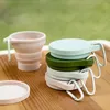 물병 접이식 여행 컵, 온도 저항성 실리콘 야외 워터 컵, 뚜껑, 휴대용 및 개폐식 구강 세정제 컵