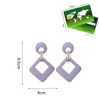 Dangle Earrings Rose Red Yellow Green Fluorescent Color Square For Womens 2023 Summer Trending Candy Geometric Earings