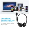 USB -computer hoofdtelefoon callcenter lichtgewicht bedrade headset met microfoonmuziek pc -hoofdtelefoon voor kantoor laptop mac kinderen hy490