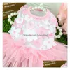 Odzież dla psów koronka szyfonowa odzież dla małych kwiatów zwierząt mody przyjęcie urodzinowe sukienka ślubna