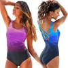 Damskie moda na kąpielowe odzież kątowe nadruk na plażę Kobieta seksowna bikini kostium kąpielowy kąpiel Kącik Push Up Cross Back Monokini Summer Ubrania 230420