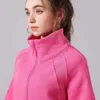 Lu Lu Jacket Hoody Align AL Outono / Inverno Novo Esporte Yoga Limões com Meio Zip Stand Neck Moda Botão Dedo Top Running Fitness Sweater Coat LL