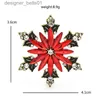 Pins Brooches Wuli baby Red Snowflake Brooches For Women Unisex Rhinestone Beauty Christmas New Year Flower Party Brooch Pin GiftsL231120