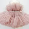 Girl's Dresses Baby 1st Birthday Party Dresses for Girls Solid Kids Wedding Evening Gown Sleeveless Summer Princess Tulle Tutu Dress 230419