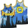 Film Basketball 0 Rampage SKYLINE Maillots Retro City The Rampage Jeu vidéo Rétro HipHop University Pour les fans de sport Respirant Pur Coton Retraite Rouge Bleu Chemise