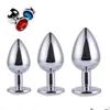 Outros itens de beleza de saúde Metal Butt Plugs Anal Plug Uni Stopper 3 Tamanho Diferente Homens / Mulheres Brinquedos Trainer para Casais Drop Delive Deliv Dhvh6