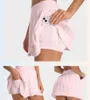 lu-382 Three Point Crossover Front Pleated Skirts Yoga Shorts Sports Pant Pocket Short Inside Gym Tennis Skirt