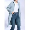 Kvinnors dike rockar Midlängd Trench Coat Autumn/Winter Ny veckad enkel casual design med en dold knapp huva jacka topp 2x