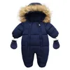 Rompers Winter Baby Jumpsuit Thick Warm Infant Hooded Inside Fleece born Boy Girl Overalls Outerwear Kids Snowsuit 231120