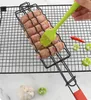 BBQ Tools Accessories Corn Barbecue Rack Sausage Net Clip Steel Iron Basket Detachable Folding Portable Grilling Mesh Tool LT647