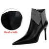 Boots Spring High Quality Pu Pointed Toe Shiny Fashion Women Fine Heels Black Shoes Warm Winter 231120