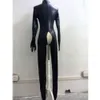 Sexy PVC Latex Catsuit Vrouwen Zwart Wetlook Kunstleer Buste Bodysuit Gay Hot Erotisch Kostuum Open Kruis Jumpsuit Lingerie