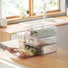 Storage Bottles Box Transparent Freezer Vegetable Divider Container Kitchen Cabinet Organizer Pantry Holder PET Refrigerator Drawer Food